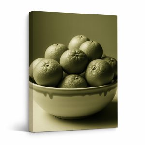 Monochromatic Citrus Bowl Framed Canvas Wall Art - Ready to Hang
