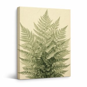 Vintage Fern Botanical Framed Canvas Wall Art - Ready to Hang