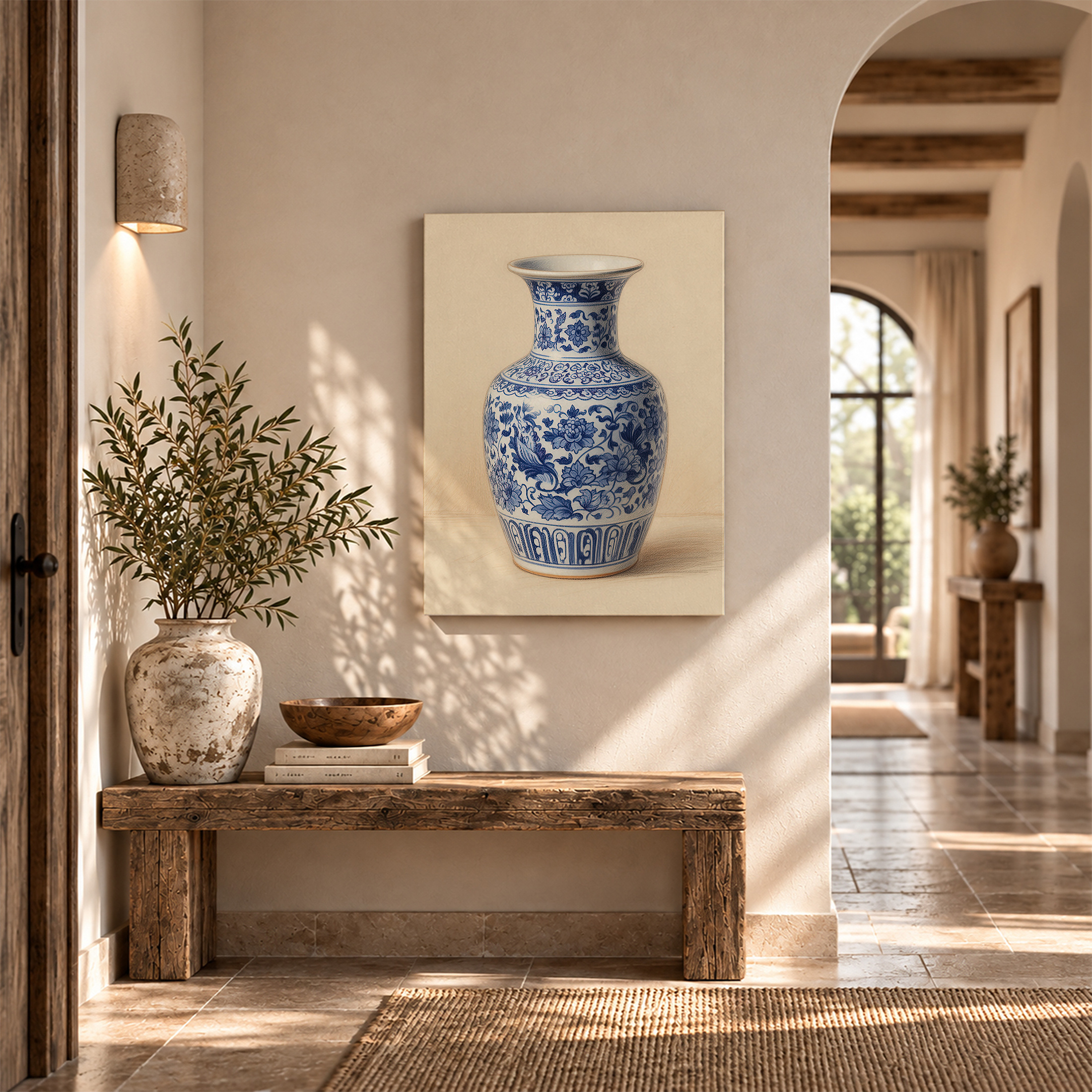 Blue & White Porcelain Vase Framed Canvas Wall Art - Image 6