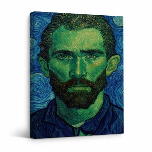 Green & Blue Swirl Portrait Framed Canvas Wall Art