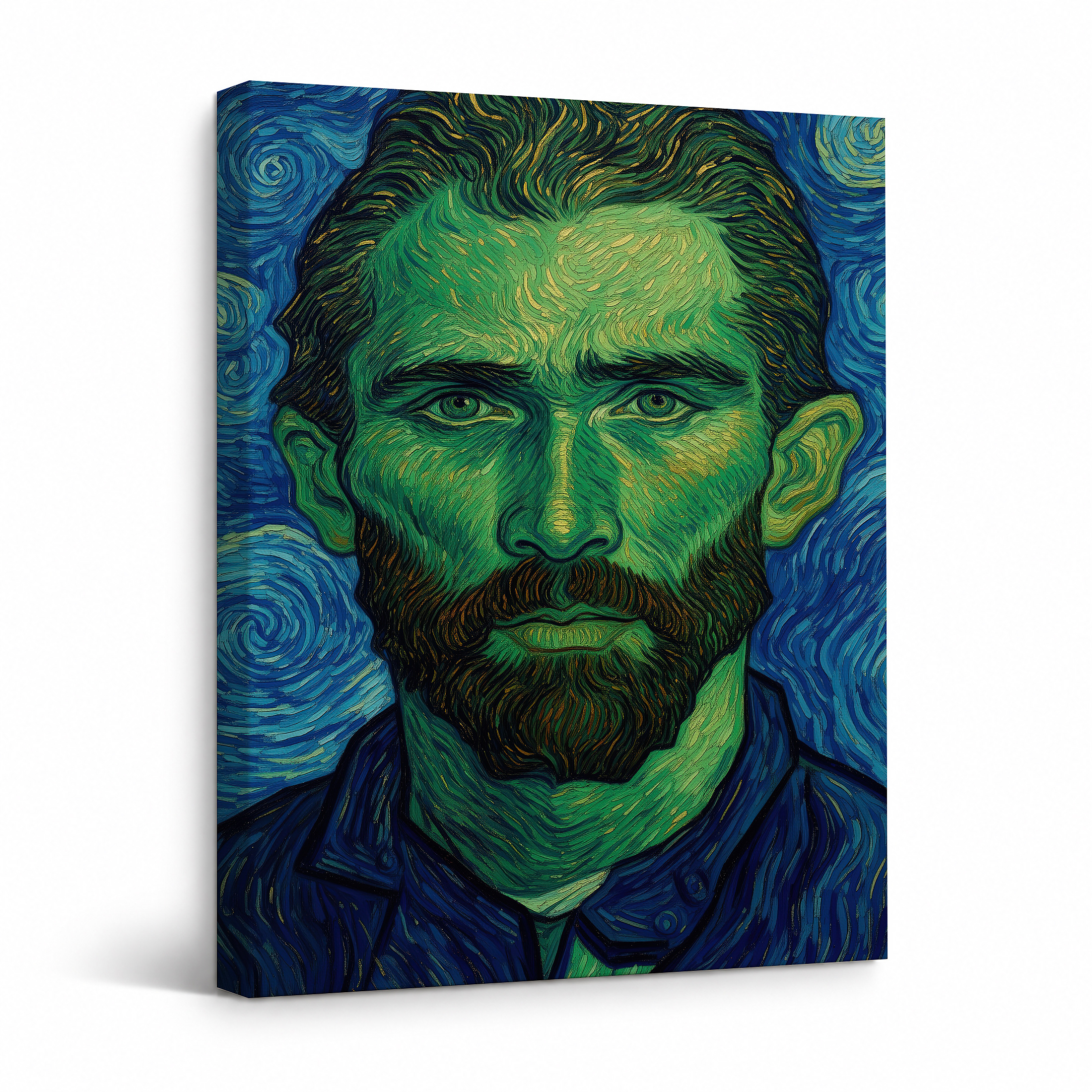 Green & Blue Swirl Portrait Framed Canvas Wall Art