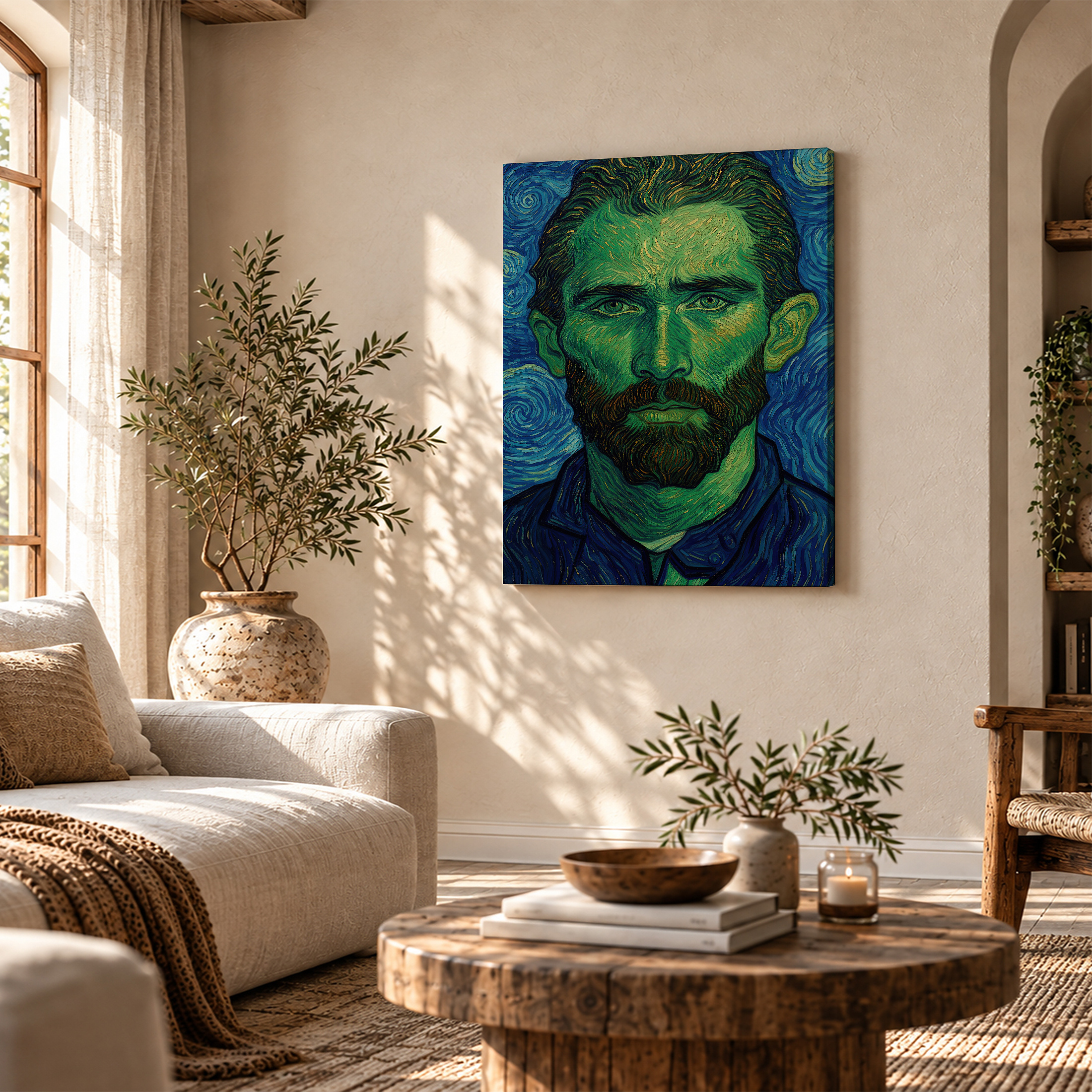 Green & Blue Swirl Portrait Framed Canvas Wall Art - Image 4