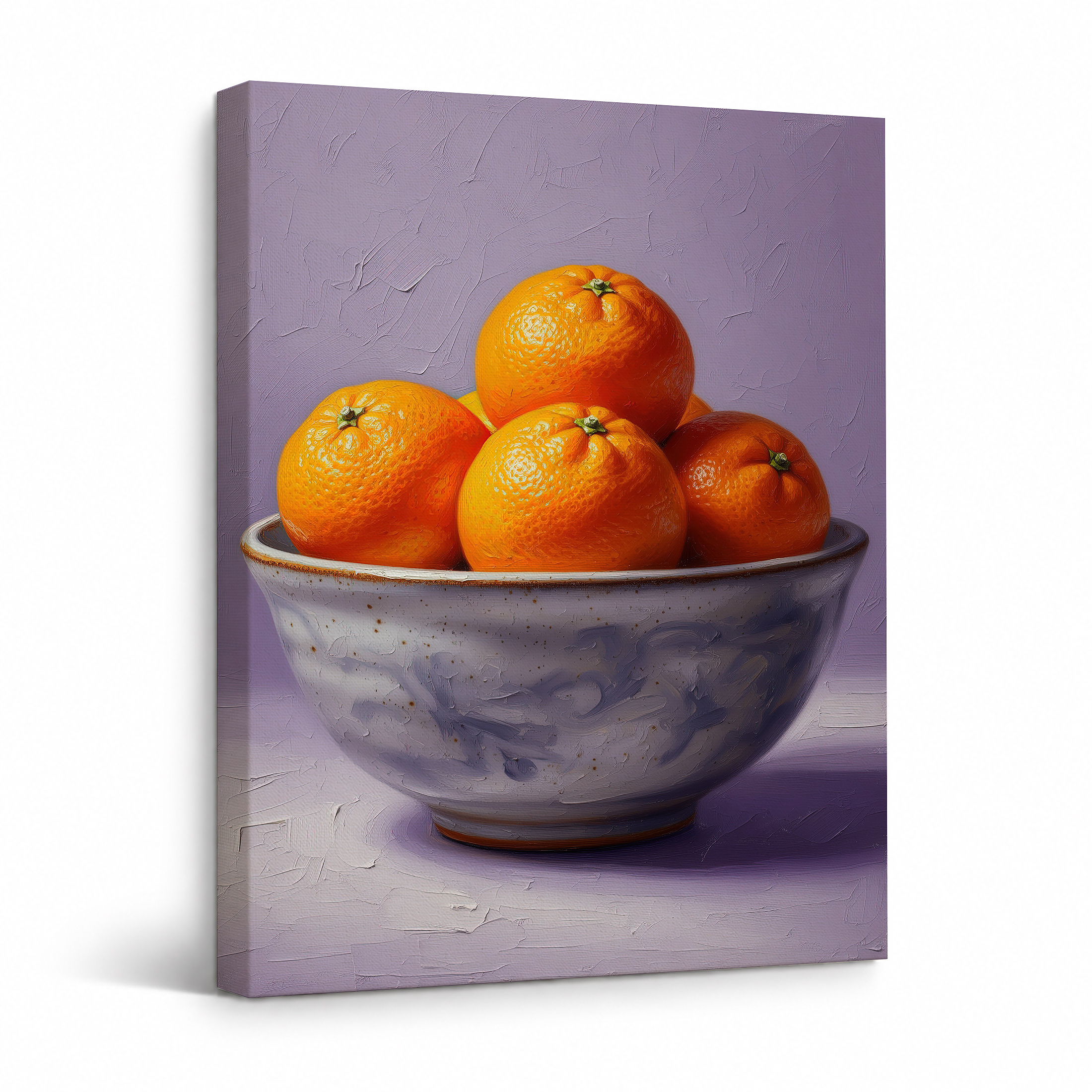 Framed Canvas Wall Art: Vibrant Orange Bowl Still Life Painting