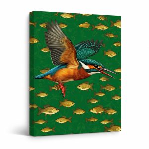 Kingfisher & Goldfish Framed Canvas Wall Art - Vibrant Nature Decor