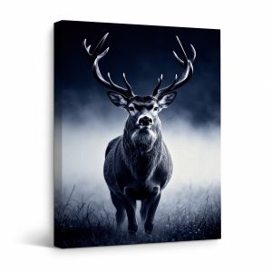 Mystic Deer Framed Canvas Wall Art - Moody Nature Decor