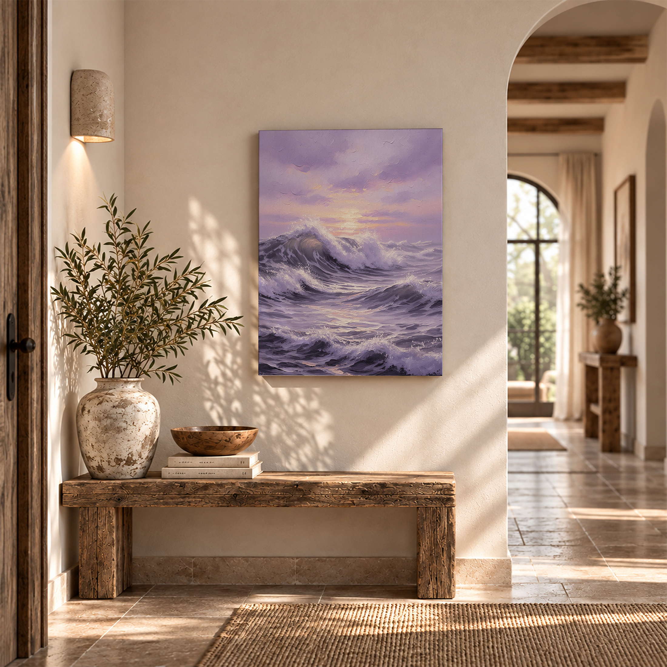Purple Sunset Ocean Wave Framed Canvas Wall Art - Ready to Hang - Image 6