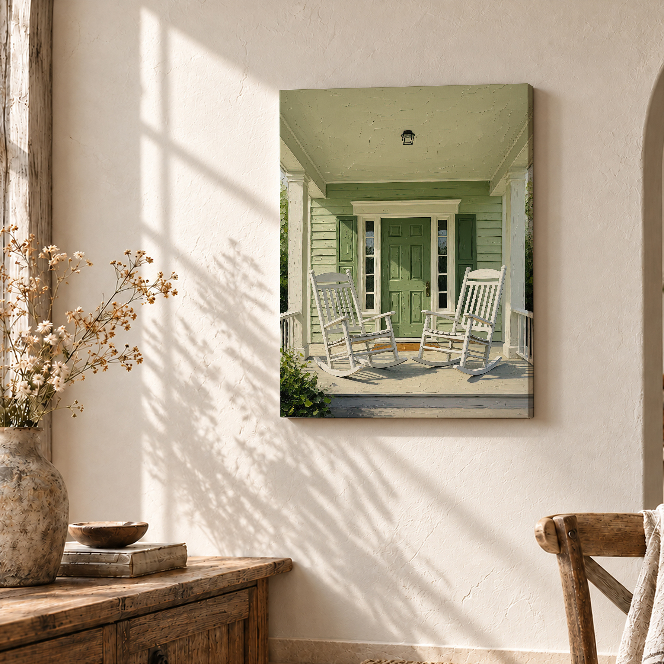 Green Porch Serenity Framed Canvas Wall Art - Ready to Hang - Image 3