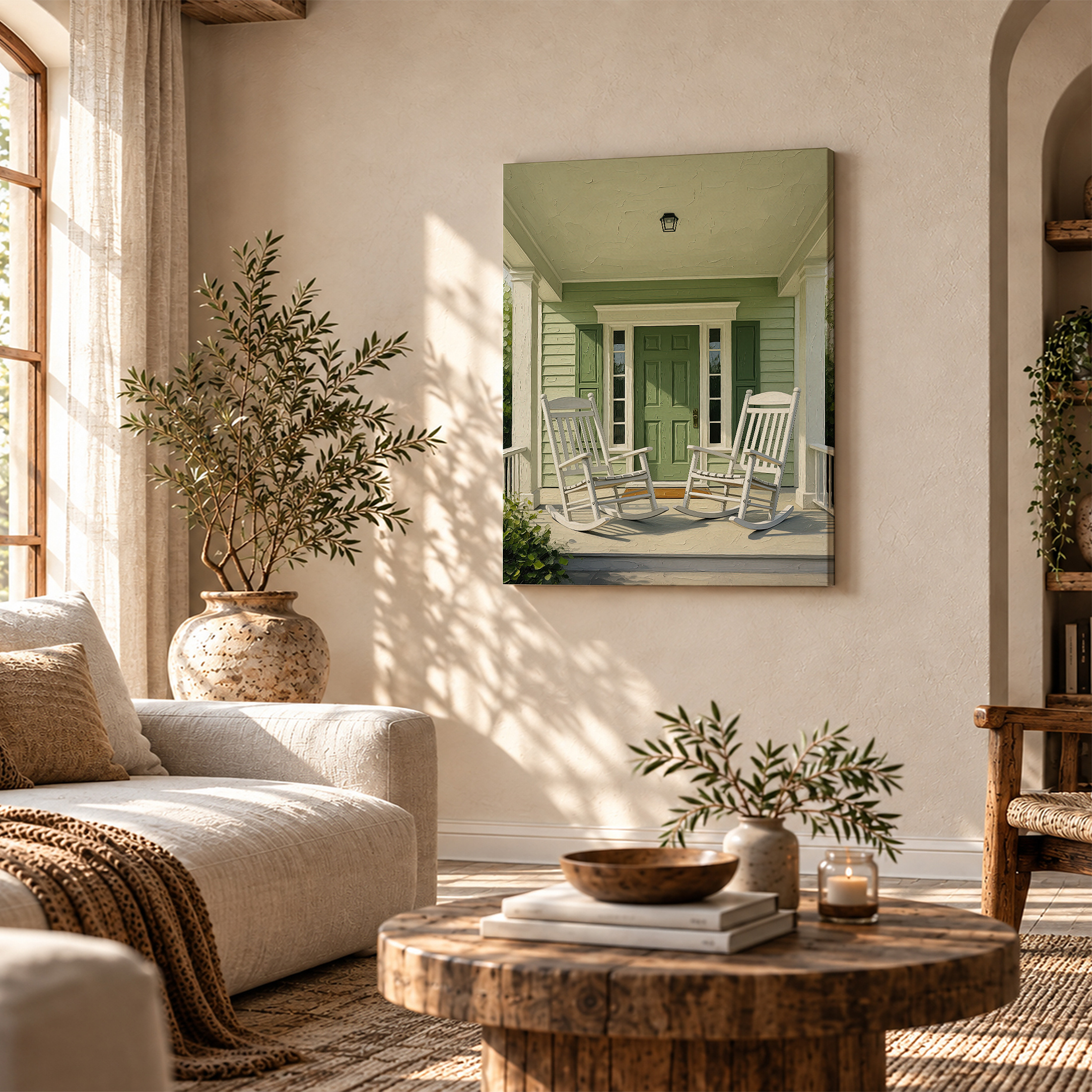 Green Porch Serenity Framed Canvas Wall Art - Ready to Hang - Image 4