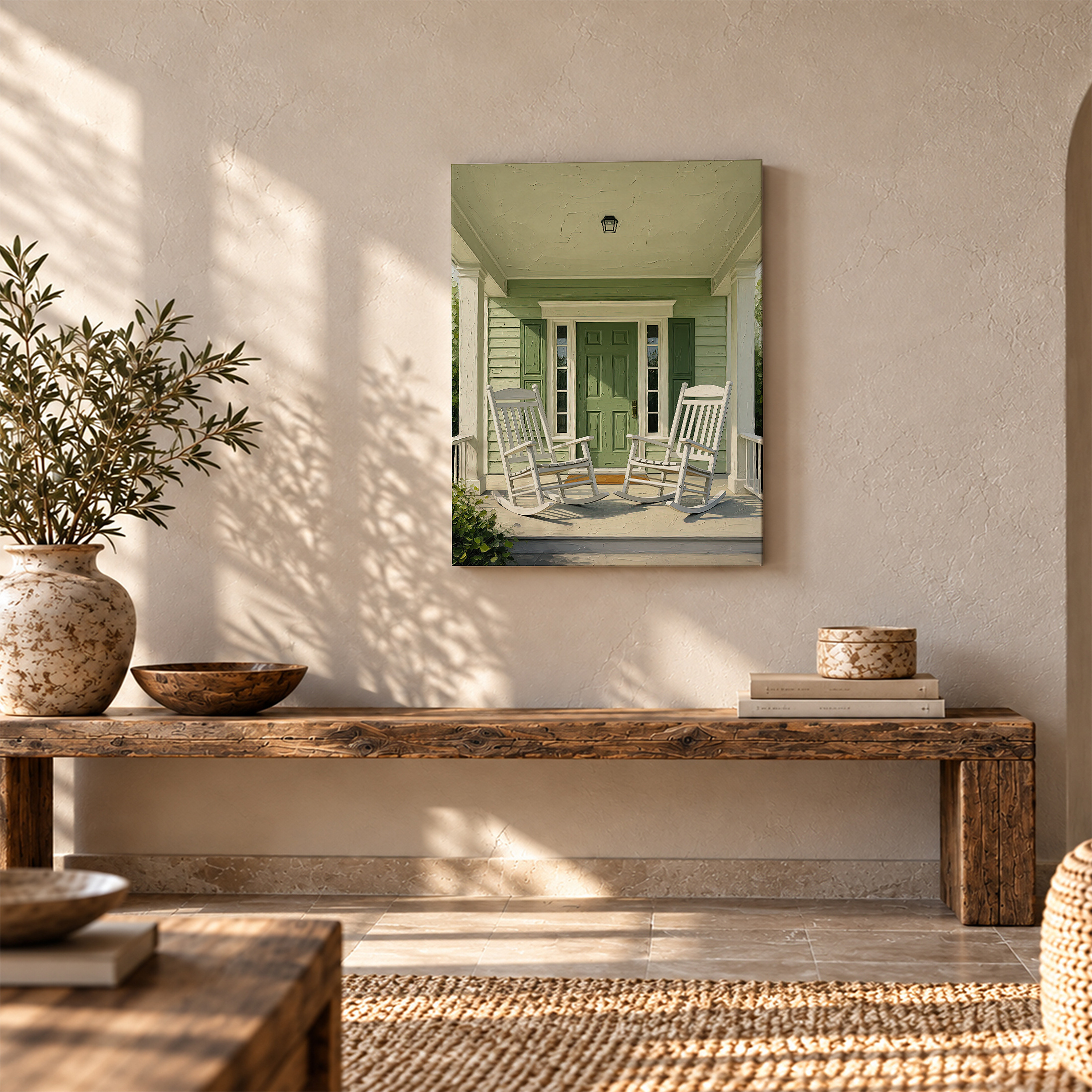 Green Porch Serenity Framed Canvas Wall Art - Ready to Hang - Image 5