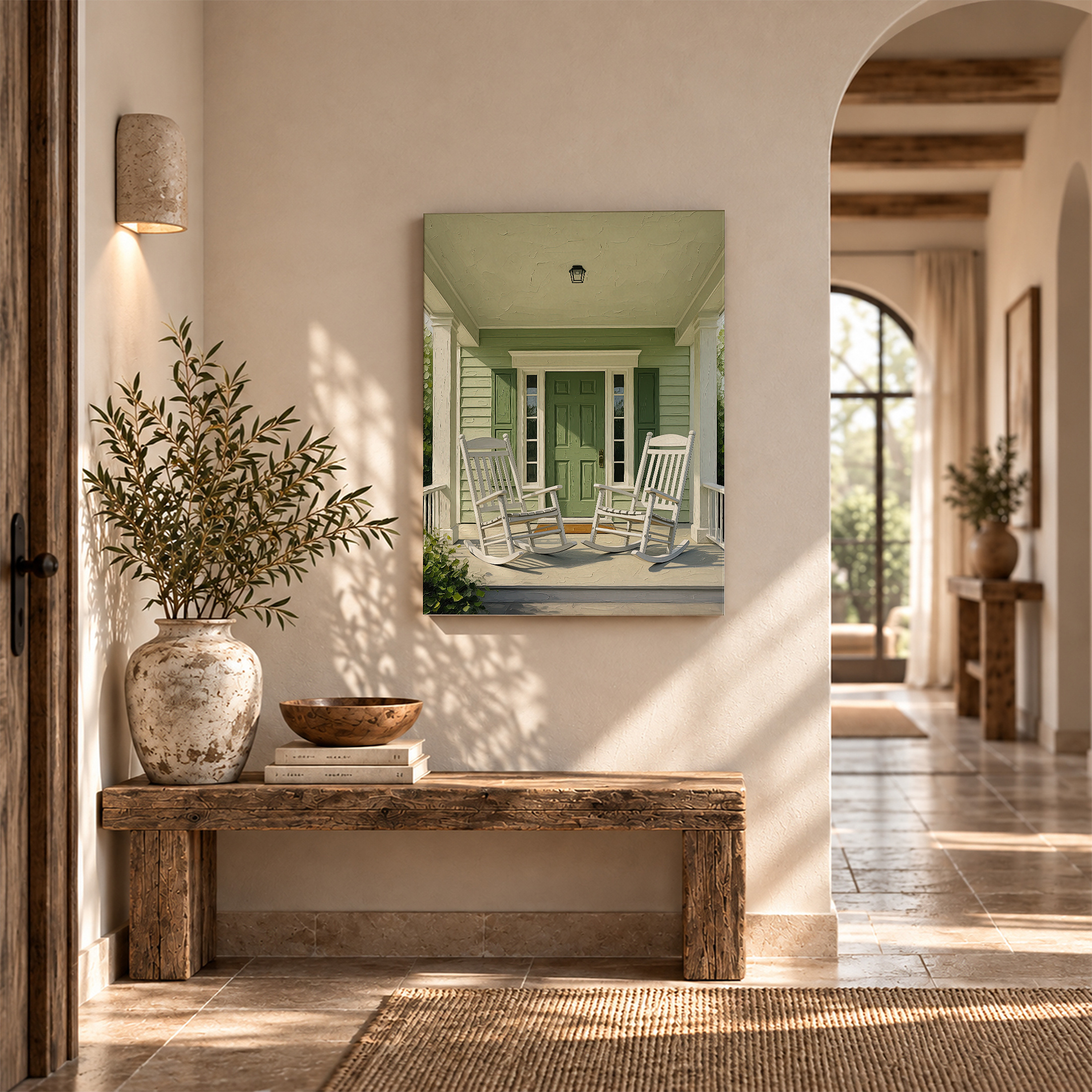 Green Porch Serenity Framed Canvas Wall Art - Ready to Hang - Image 6