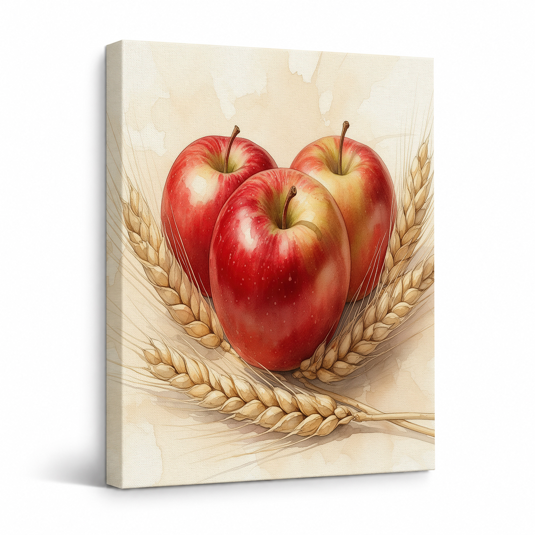 Apples & Wheat Harvest Framed Canvas Wall Art