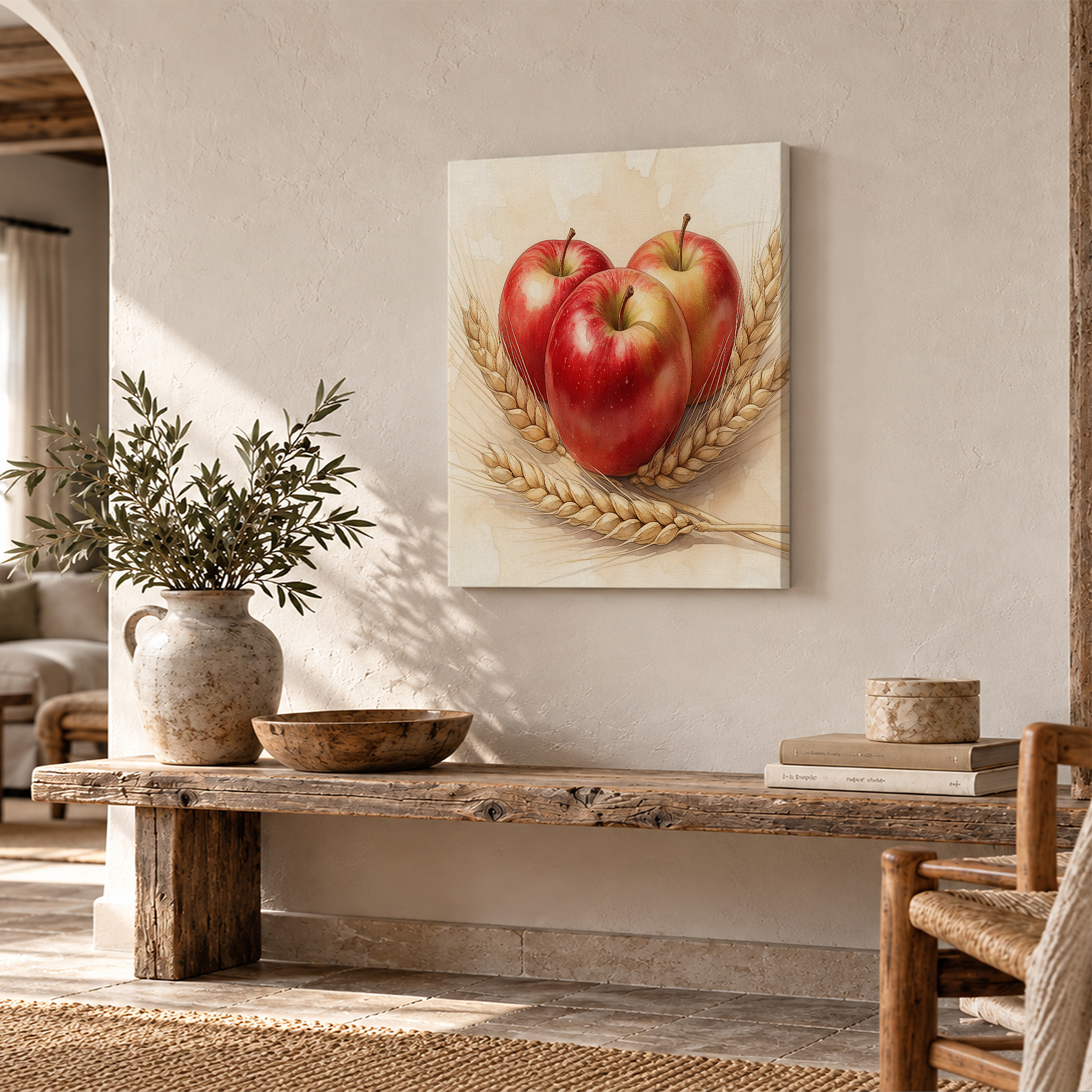 Apples & Wheat Harvest Framed Canvas Wall Art - Image 2