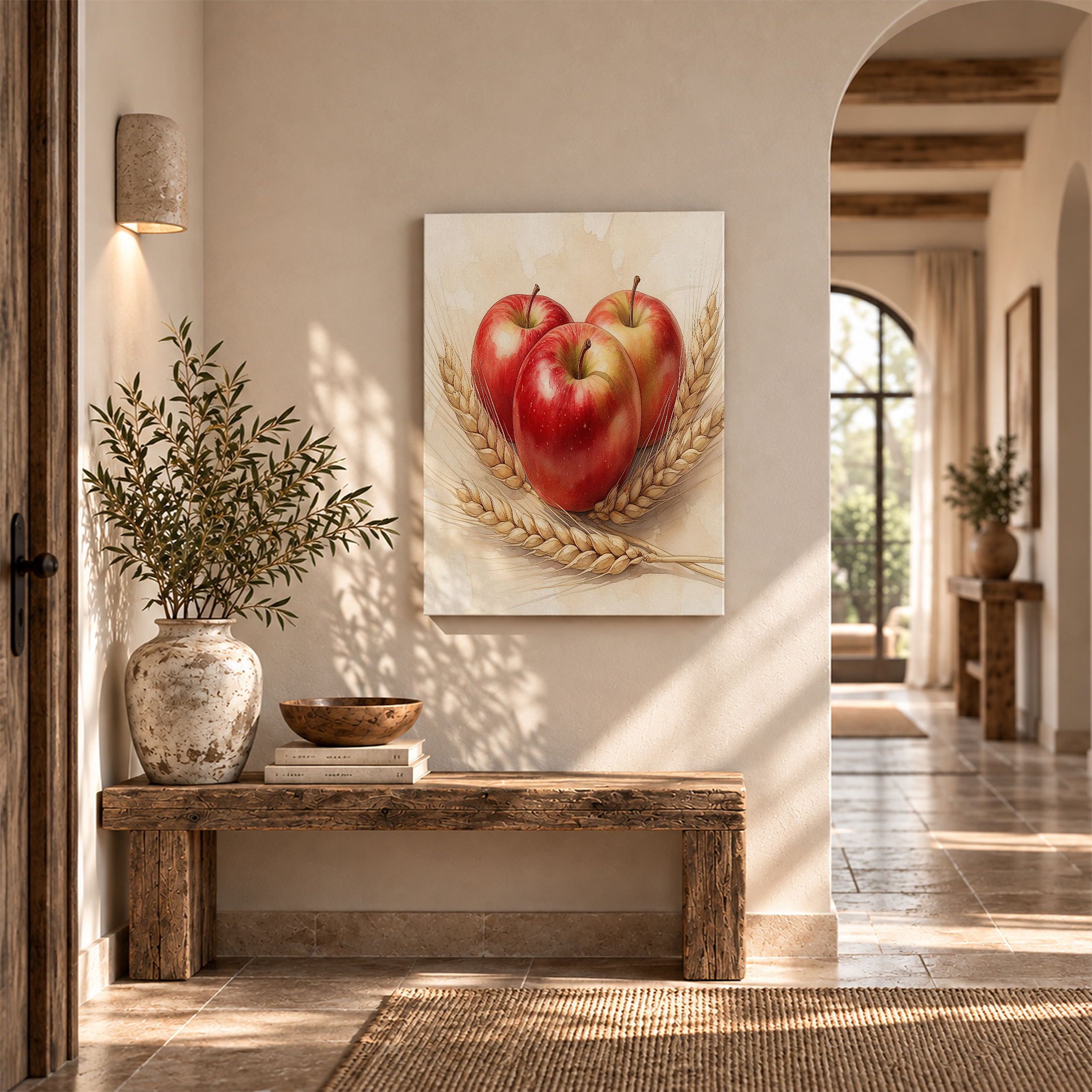 Apples & Wheat Harvest Framed Canvas Wall Art - Image 6