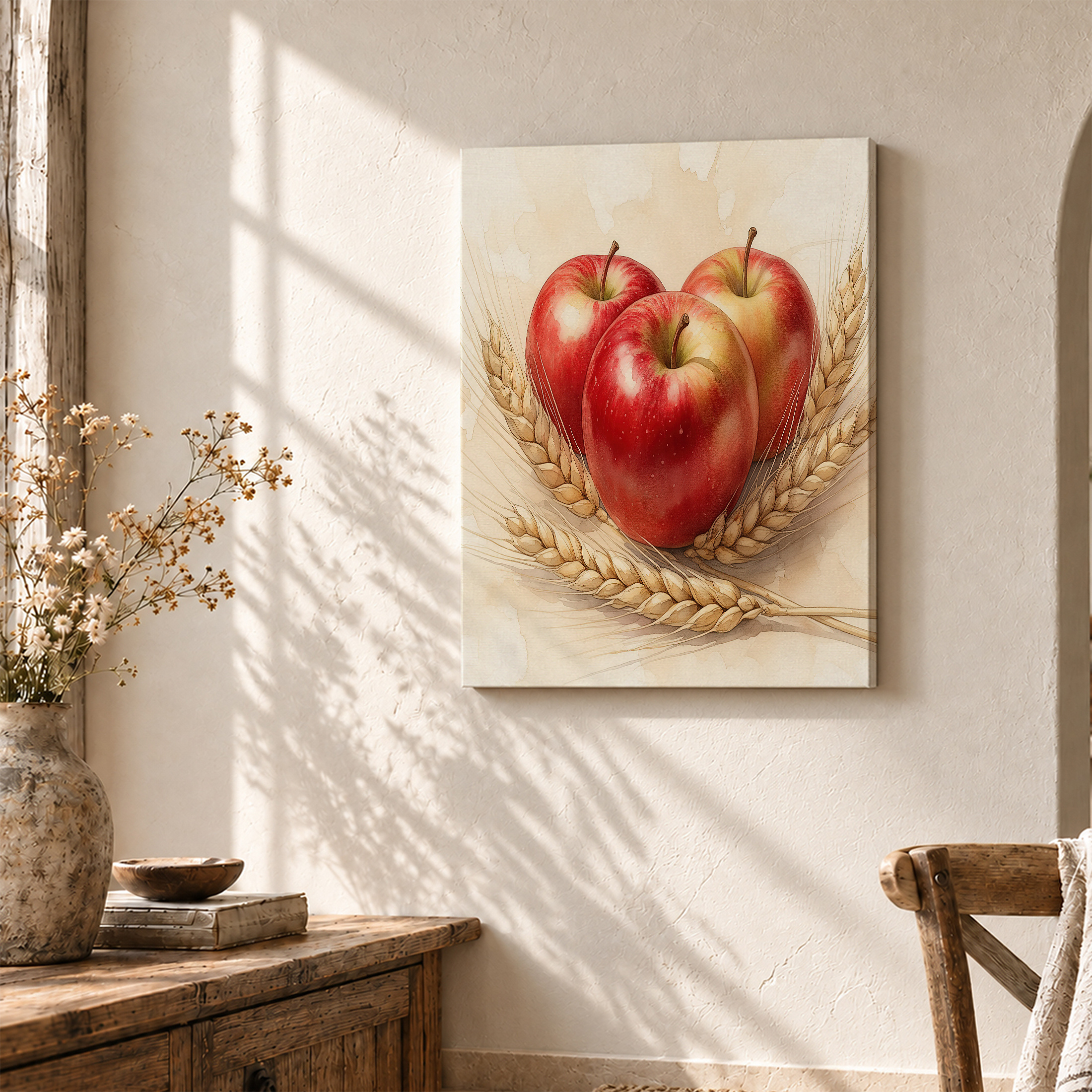 Apples & Wheat Harvest Framed Canvas Wall Art - Image 3