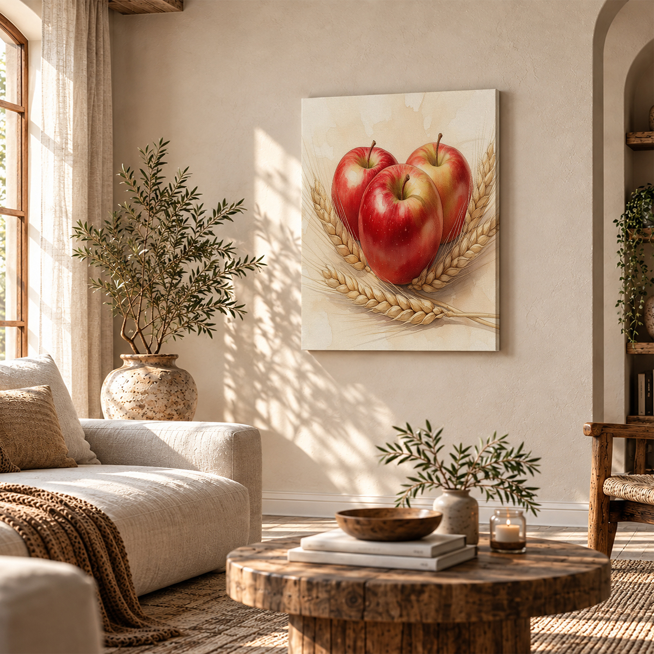 Apples & Wheat Harvest Framed Canvas Wall Art - Image 4