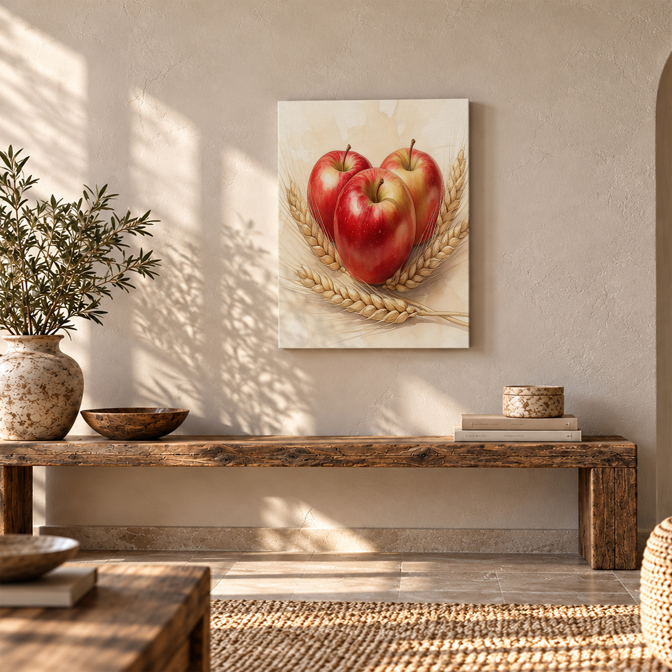 Apples & Wheat Harvest Framed Canvas Wall Art - Image 5