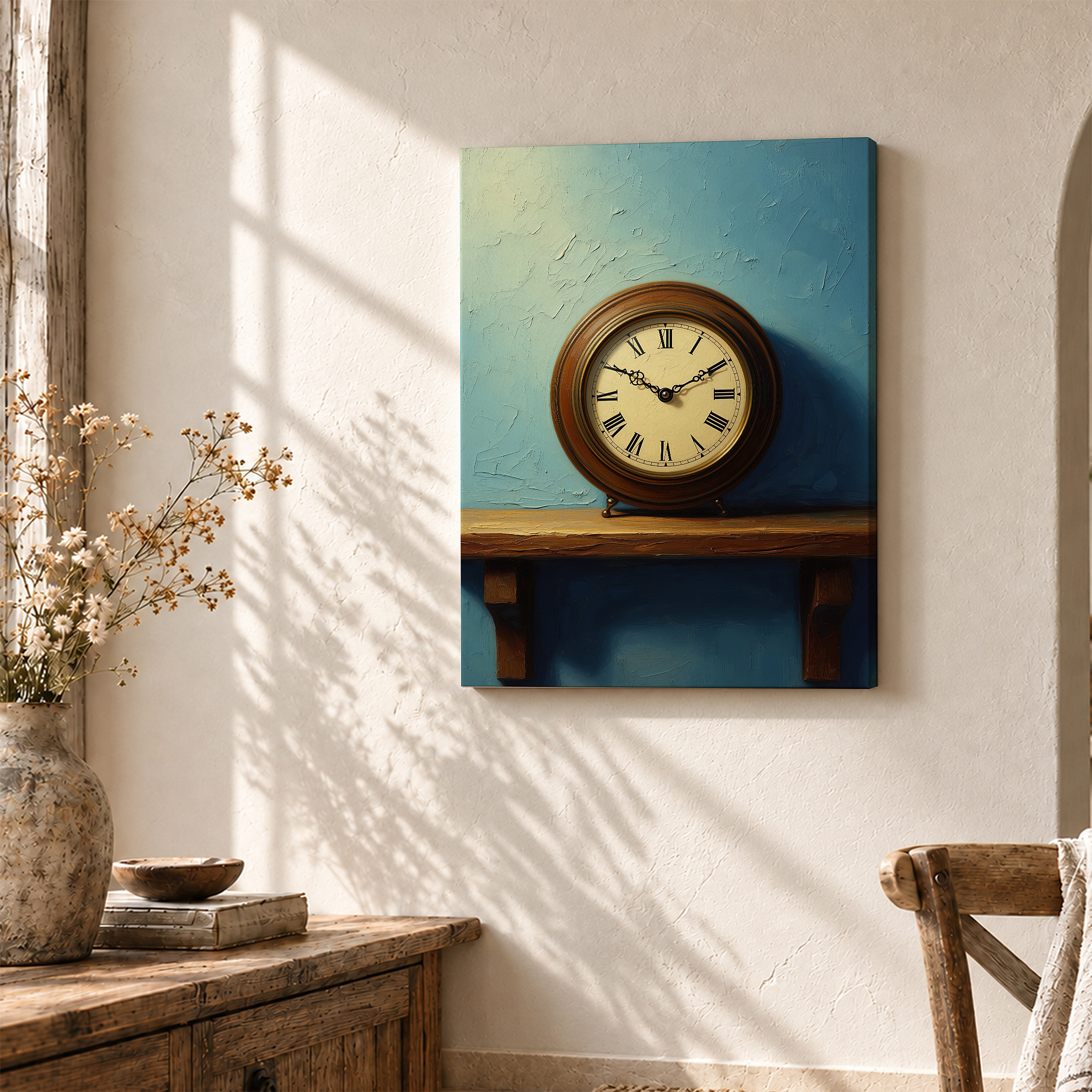 Vintage Wall Clock Framed Canvas Wall Art Ready to Hang - Image 3