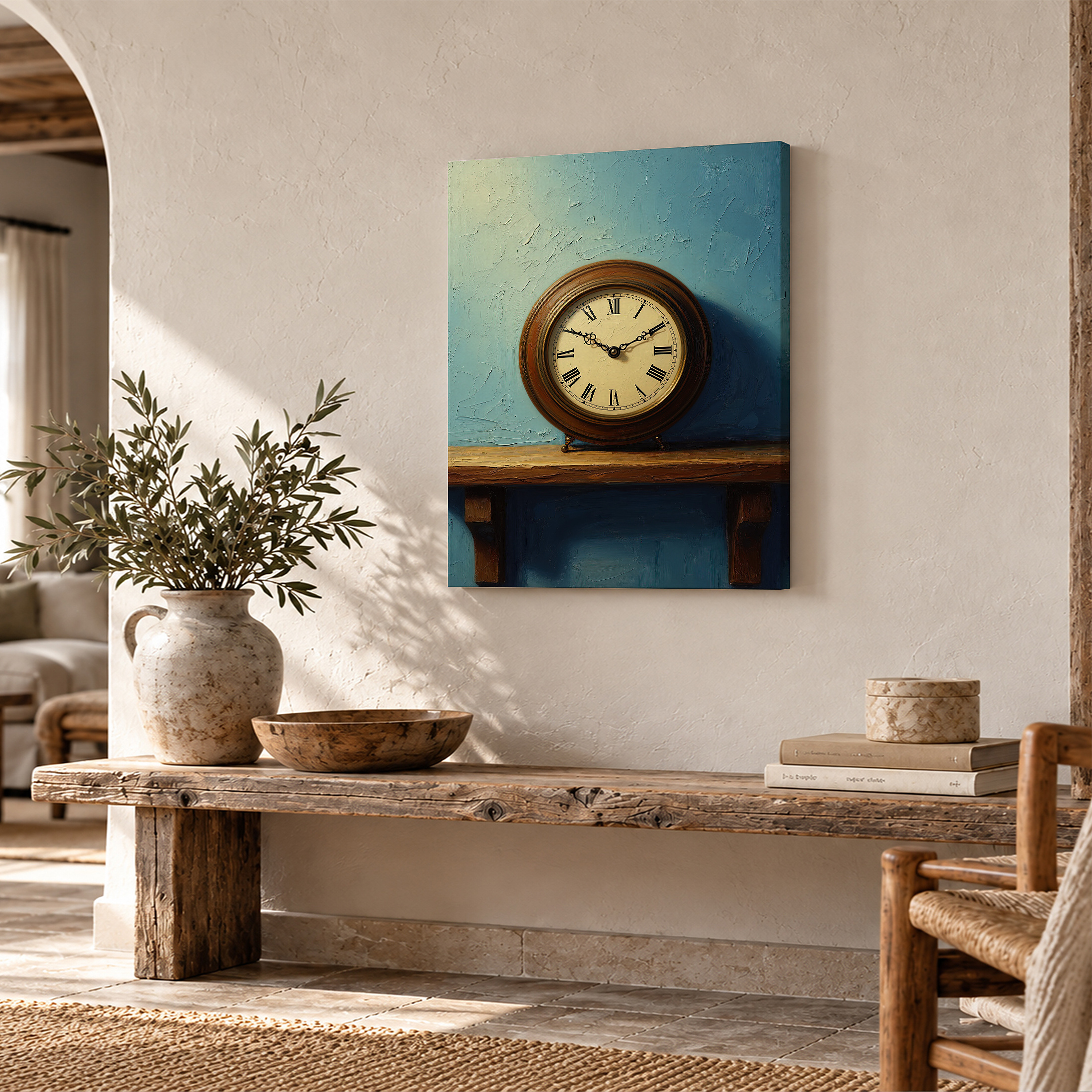 Vintage Wall Clock Framed Canvas Wall Art Ready to Hang - Image 2