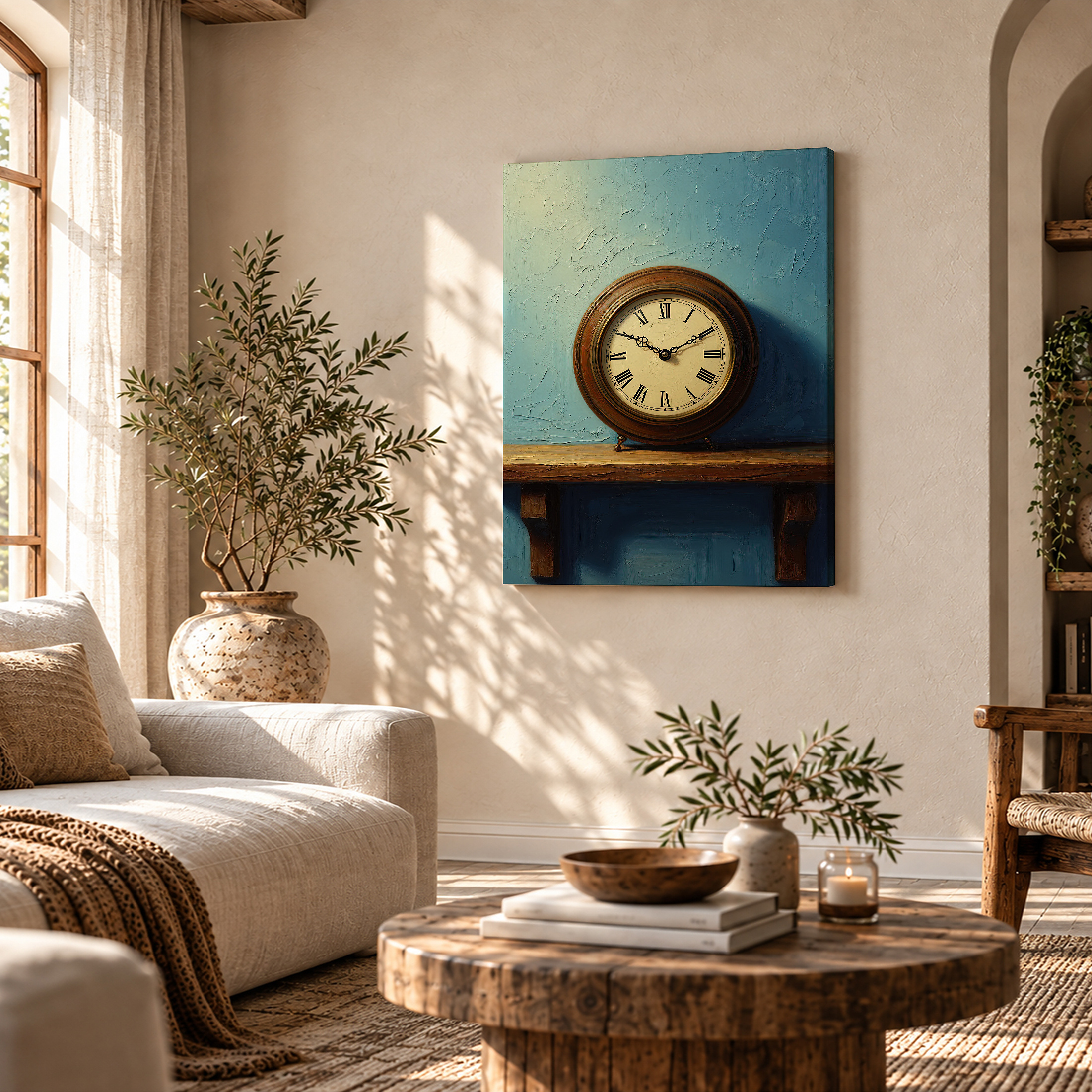 Vintage Wall Clock Framed Canvas Wall Art Ready to Hang - Image 4