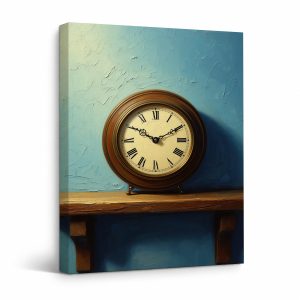 Vintage Wall Clock Framed Canvas Wall Art Ready to Hang