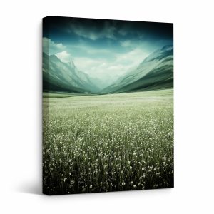 Serene Mountain Meadow Framed Canvas Wall Art