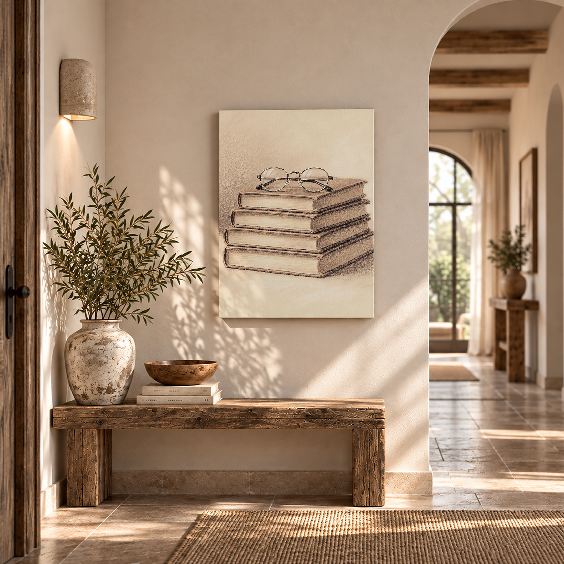 Framed Canvas Wall Art: Books & Glasses Study Decor - Image 6