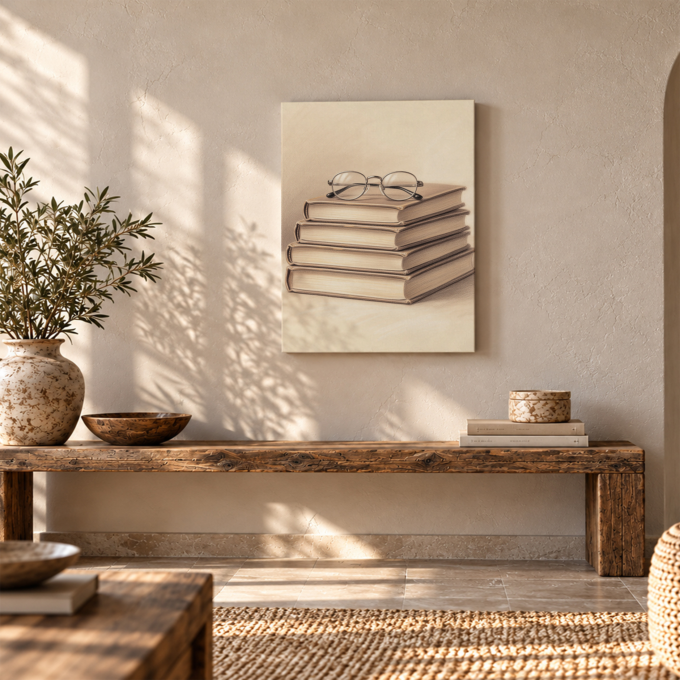 Framed Canvas Wall Art: Books & Glasses Study Decor - Image 5