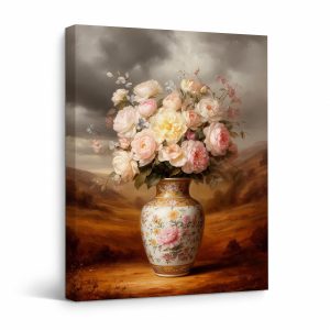 Elegant Floral Still Life Framed Canvas Wall Art - Ready to Hang