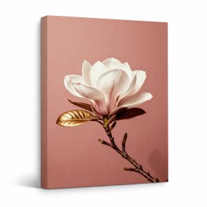 Magnolia Blossom Framed Canvas Wall Art | Soft Pink Minimalist Decor
