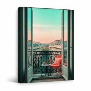 Parisian Balcony Sunset Framed Canvas Wall Art - Ready to Hang