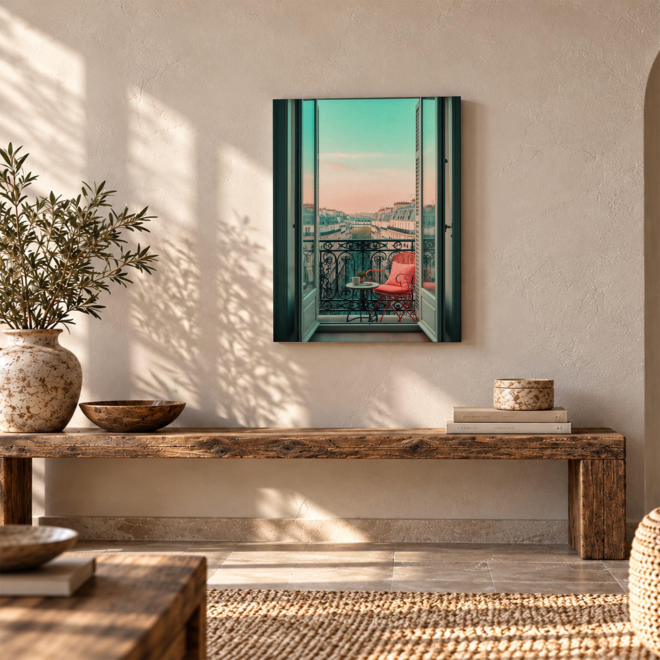 Parisian Balcony Sunset Framed Canvas Wall Art - Ready to Hang - Image 5