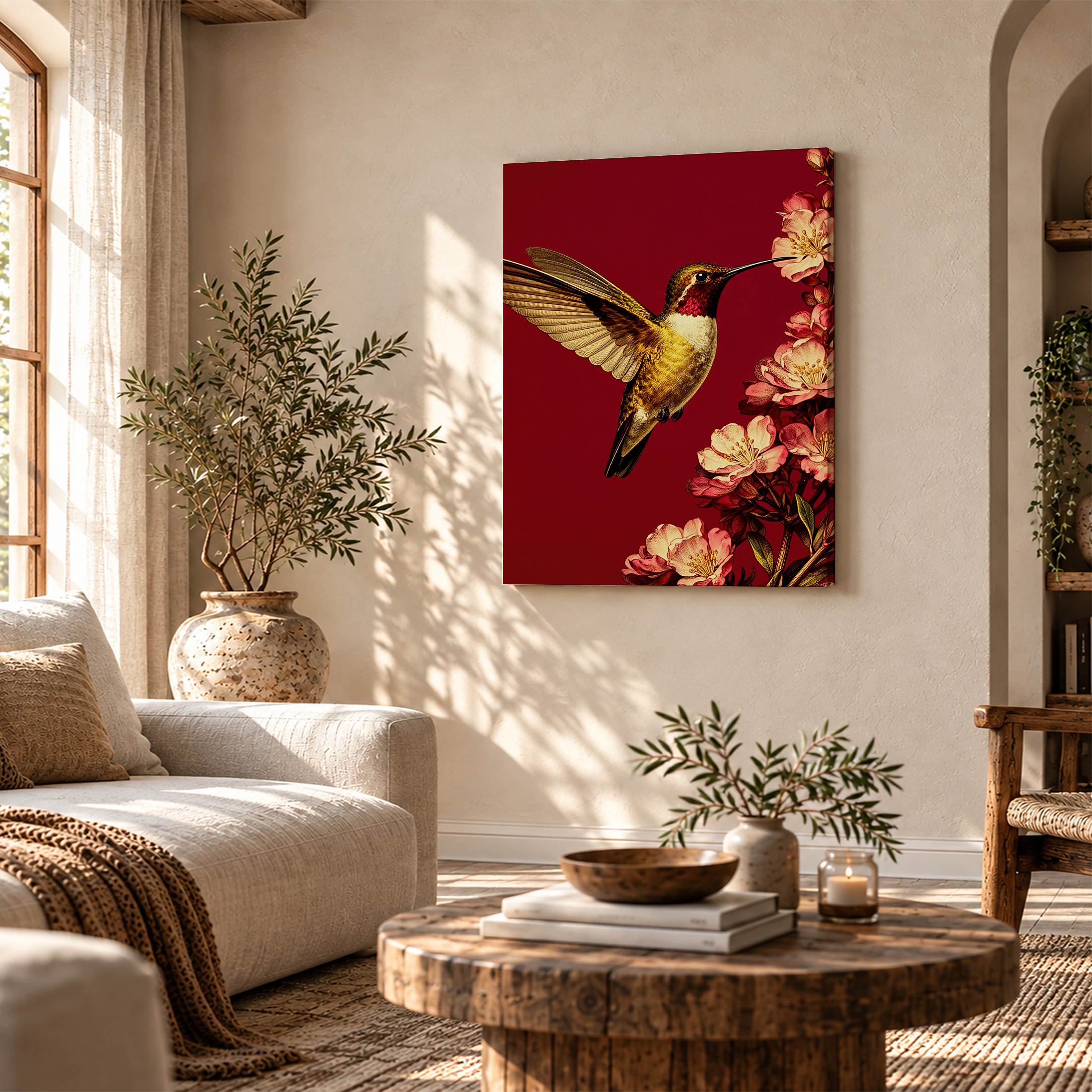 Hummingbird & Blossoms Framed Canvas Wall Art - Ready to Hang - Image 4