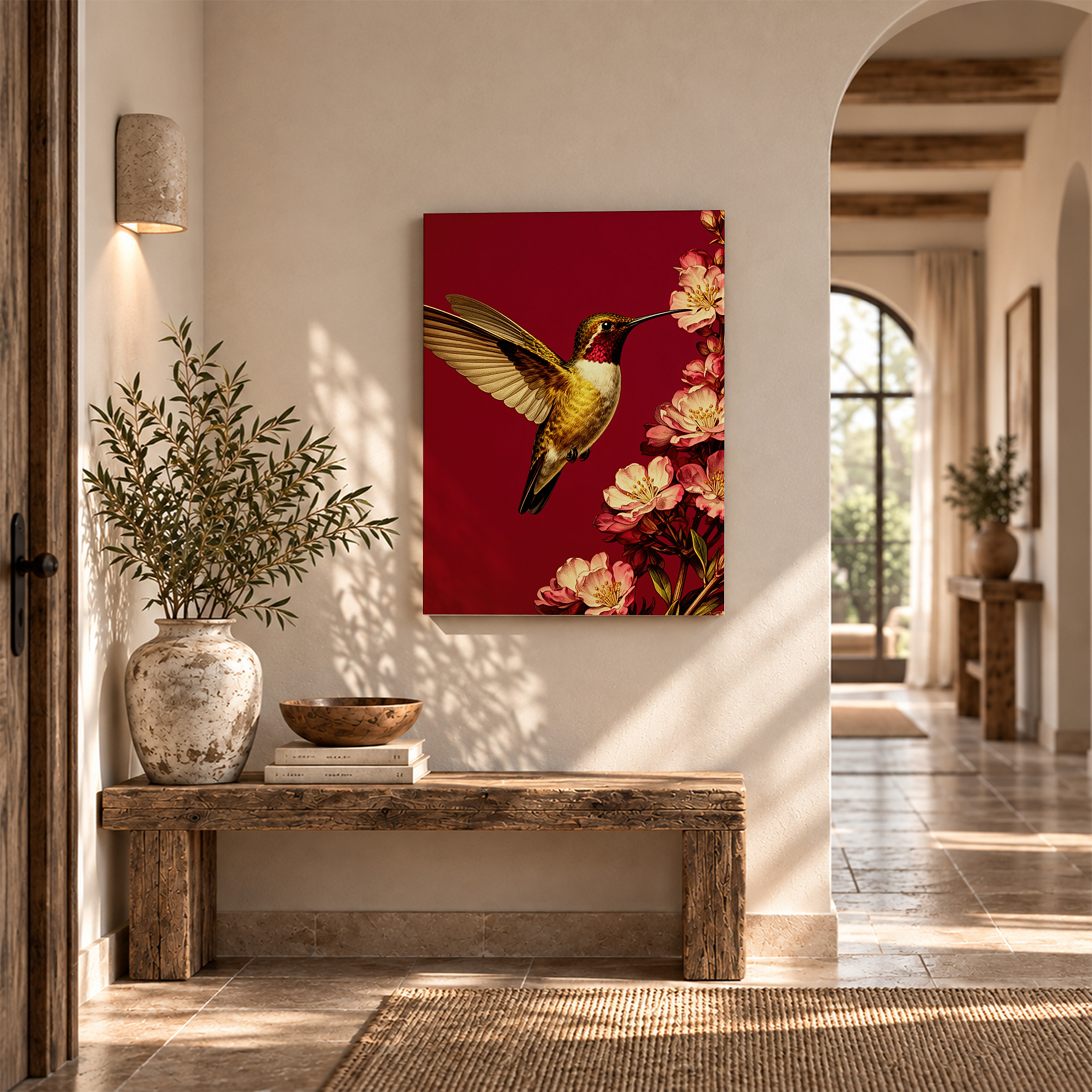 Hummingbird & Blossoms Framed Canvas Wall Art - Ready to Hang - Image 6