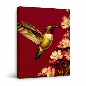 Hummingbird & Blossoms Framed Canvas Wall Art - Ready to Hang