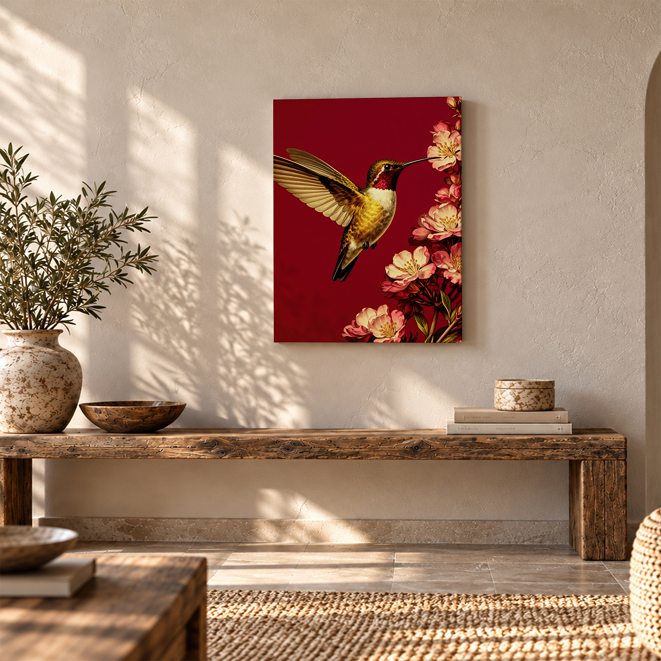 Hummingbird & Blossoms Framed Canvas Wall Art - Ready to Hang - Image 5