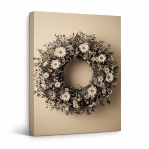 Vintage Floral Wreath Framed Canvas Wall Art - Ready to Hang