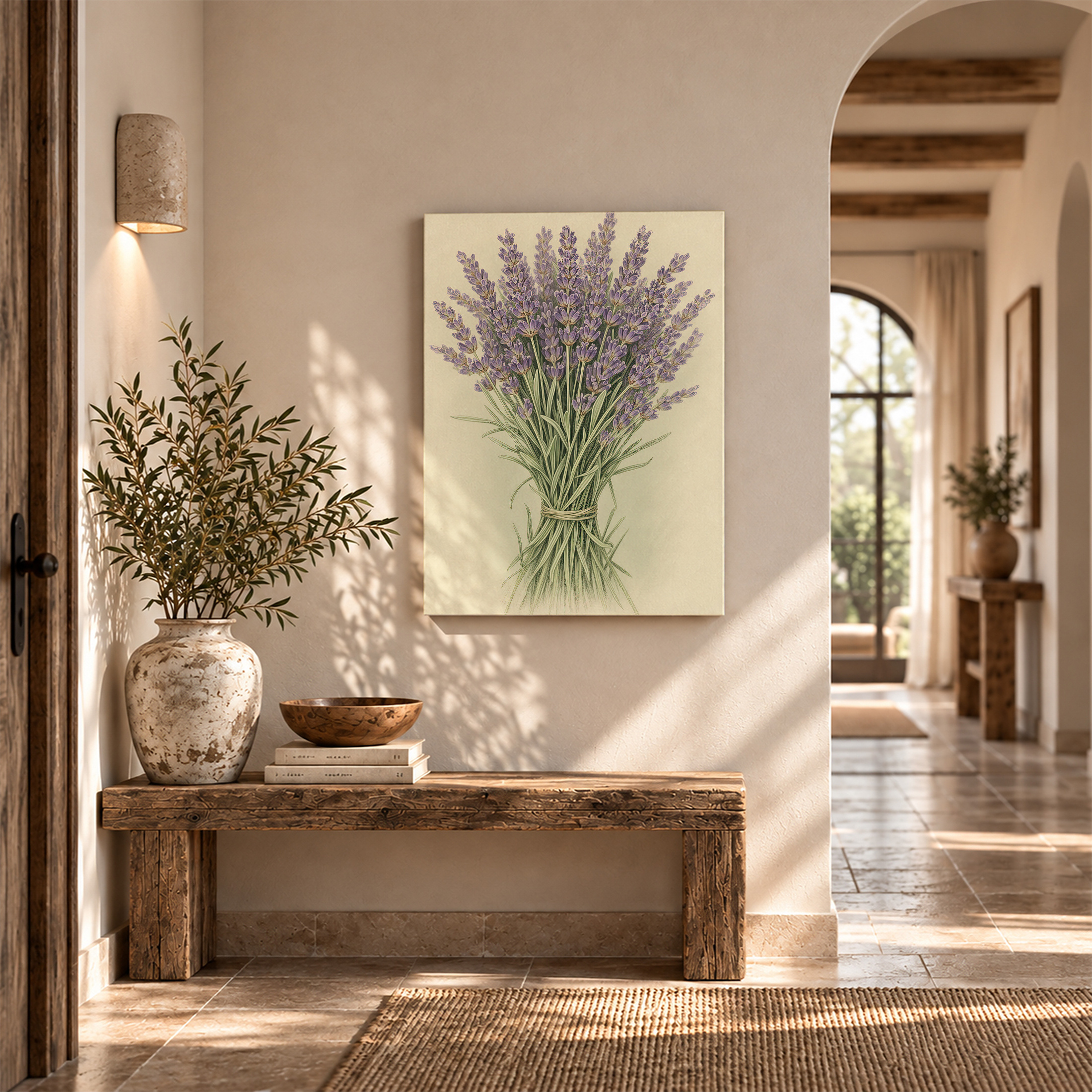 Lavender Bouquet Vintage Botanical Framed Canvas Wall Art - Image 6