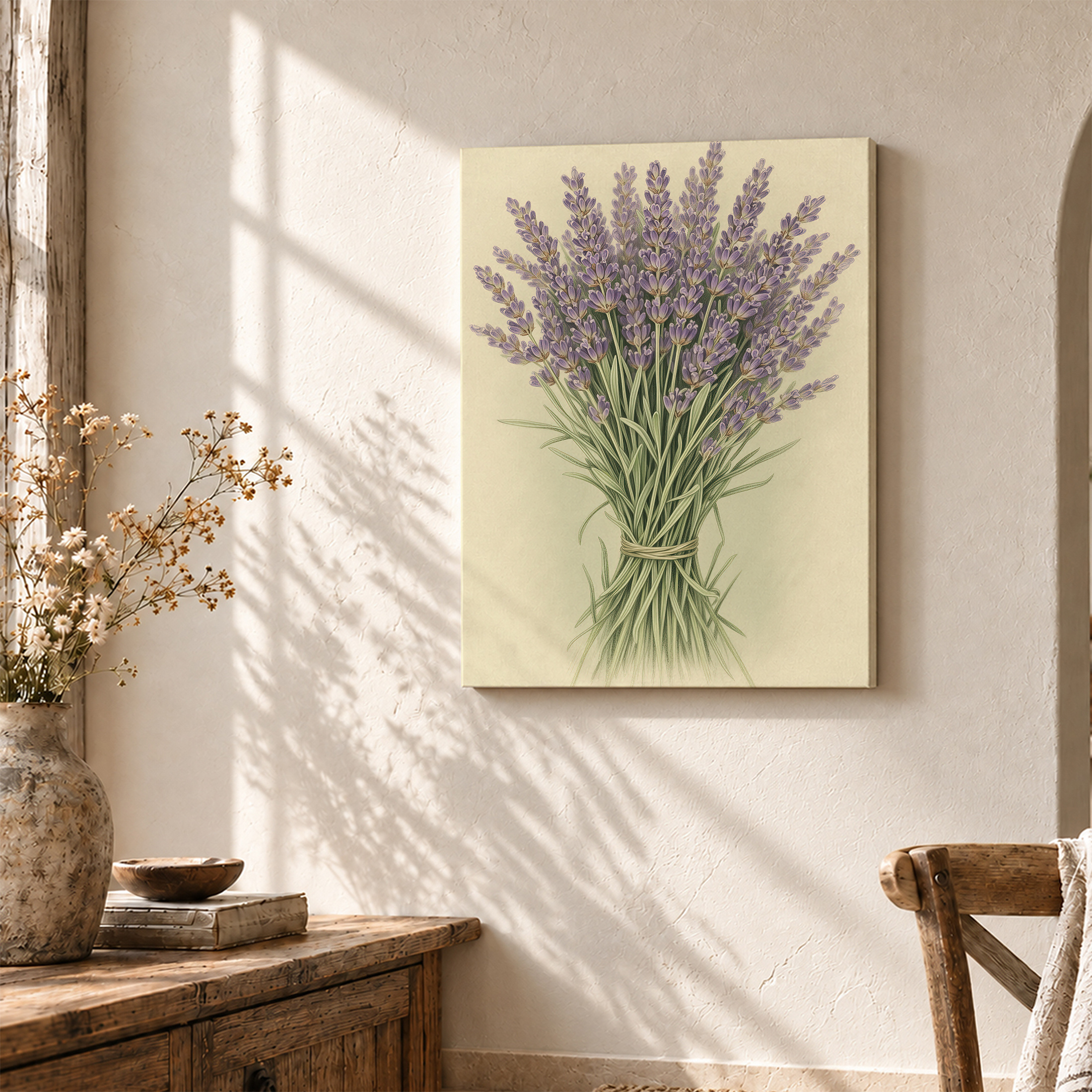 Lavender Bouquet Vintage Botanical Framed Canvas Wall Art - Image 3