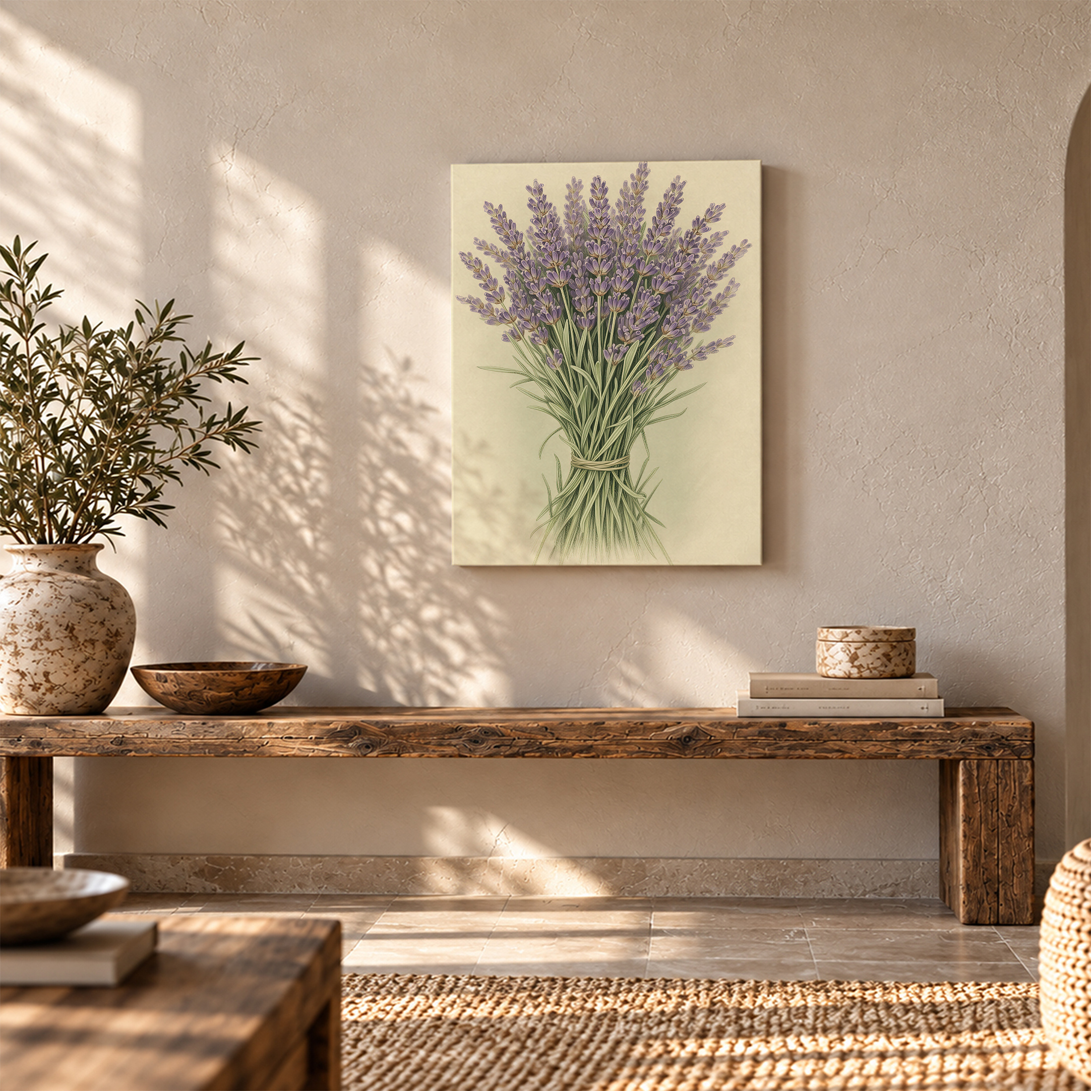 Lavender Bouquet Vintage Botanical Framed Canvas Wall Art - Image 5