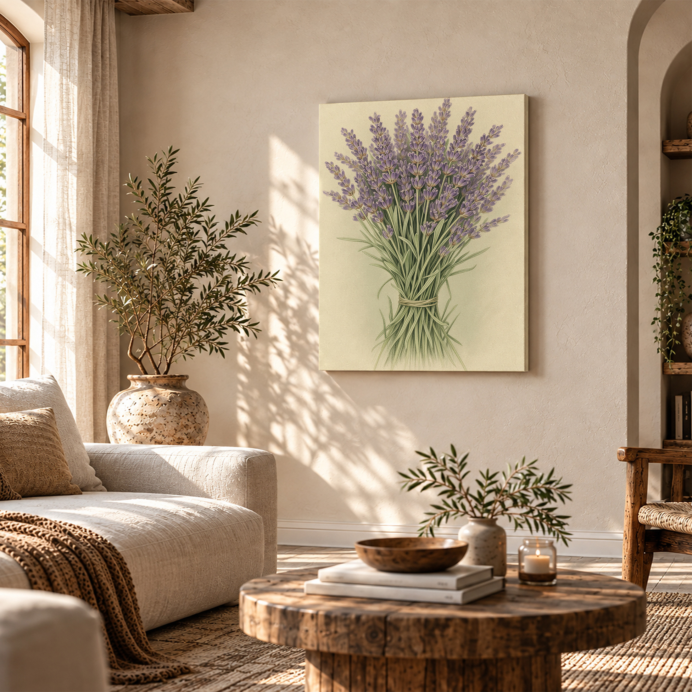 Lavender Bouquet Vintage Botanical Framed Canvas Wall Art - Image 4