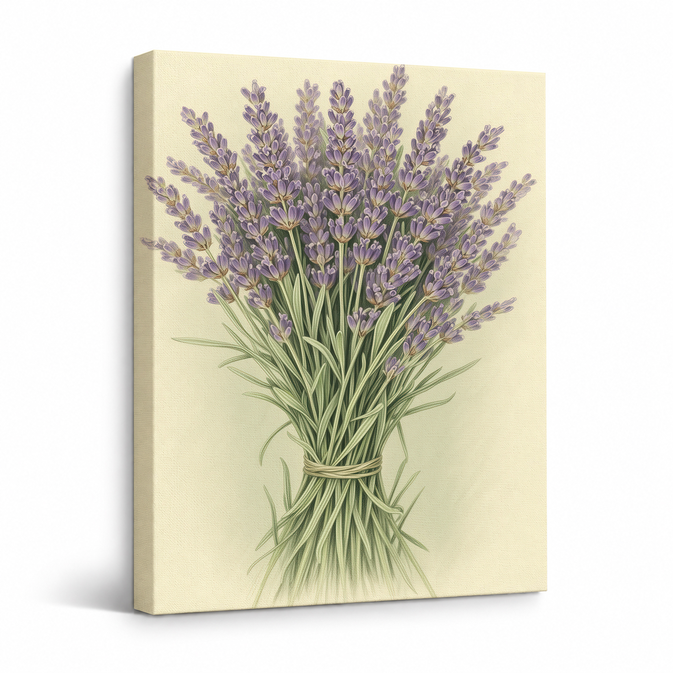 Lavender Bouquet Vintage Botanical Framed Canvas Wall Art