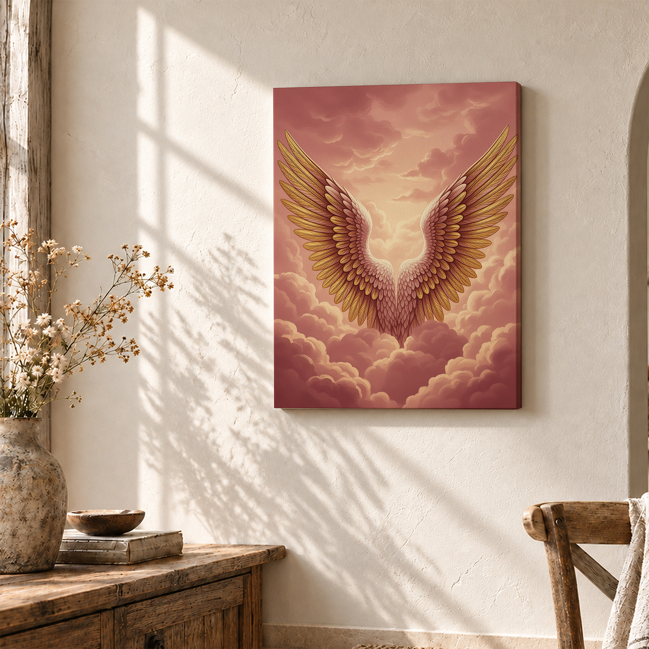 Golden Angel Wings Framed Canvas Wall Art | Ready to Hang - Image 3