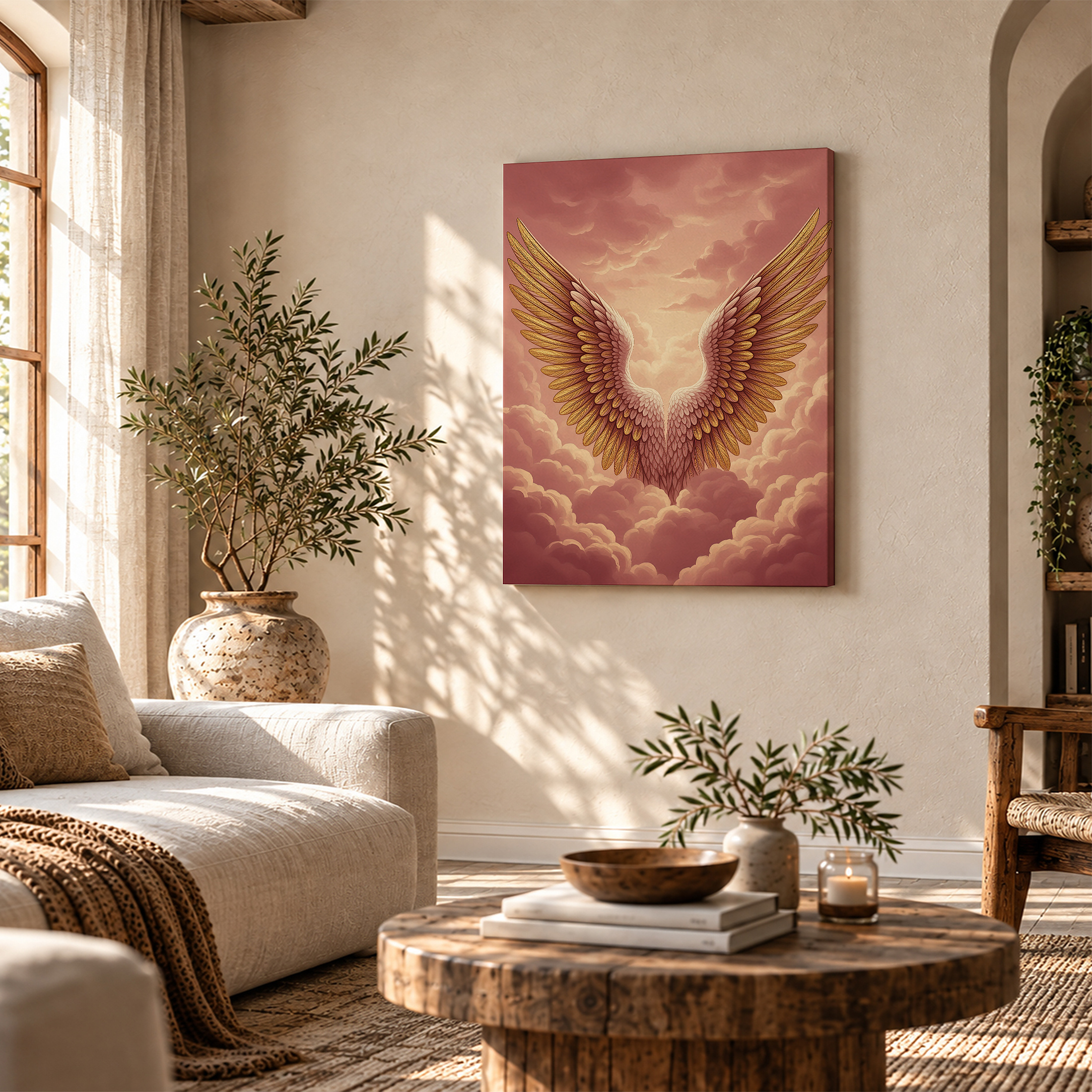 Golden Angel Wings Framed Canvas Wall Art | Ready to Hang - Image 4