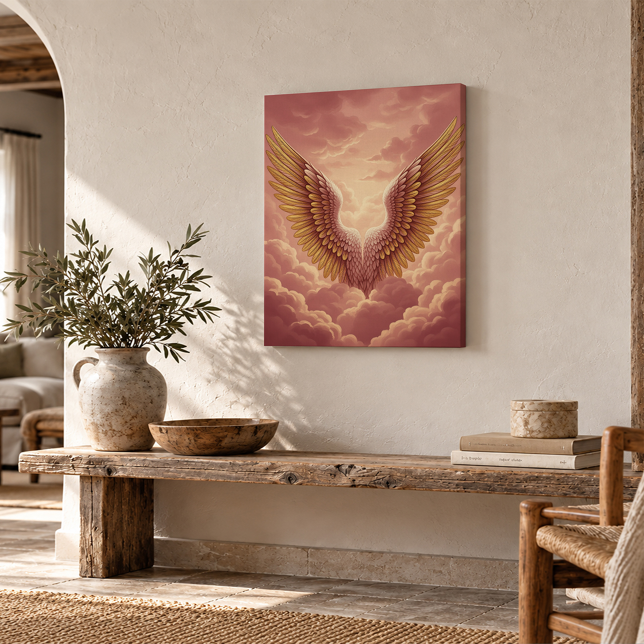 Golden Angel Wings Framed Canvas Wall Art | Ready to Hang - Image 2