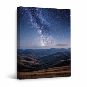 Milky Way Over Rolling Hills Framed Canvas Wall Art - Ready to Hang