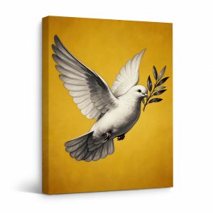 Peace Dove with Olive Branch Framed Canvas Wall Art | Ready to Hang