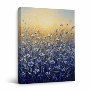Sunset Wildflower Field Framed Canvas Wall Art - Ready to Hang