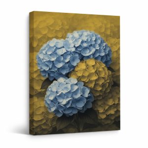 Blue & Yellow Hydrangea Floral Framed Canvas Wall Art