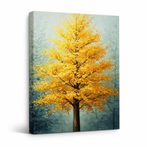 Golden Autumn Tree Framed Canvas Wall Art | Ready to Hang