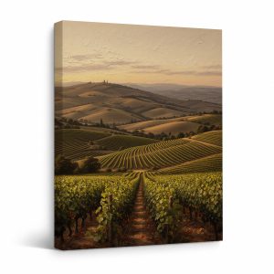 Tuscan Vineyard Sunset Framed Canvas Wall Art - Ready to Hang